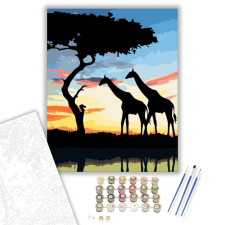 Számfestő.hu Zsiráfok - számfestő készlet – 40×50 cm (Keretre feszítve) kreatív és készségfejlesztő