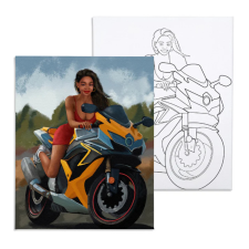 Számfestő Motoros lány - előrerajzolt élményfestő készlet (20x30cm) kreatív és készségfejlesztő