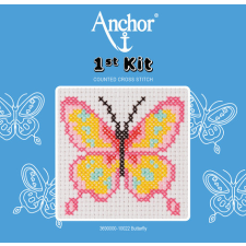 Számfestő Pillangó Keresztszemes Hímzőkészlet Gyerekeknek - Anchor 1st Kit, 10x10 cm kreatív és készségfejlesztő