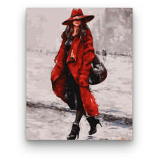 Számfestő Piros kabátos nő - számfestő készlet kreatív és készségfejlesztő