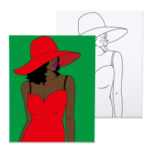Számfestő Piros ruhás nő - előrerajzolt élményfestő készlet (20x30cm) kreatív és készségfejlesztő