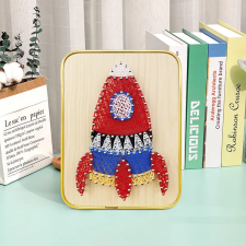 Számfestő Rakéta - fonalgrafika készlet (String Art Kit, 15x20cm) kreatív és készségfejlesztő