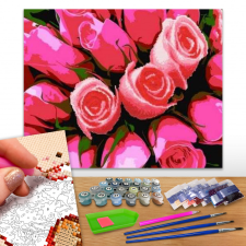 Számfestő Rózsaszín Rózsák - hibrid számfestő - kirakó kreatív és készségfejlesztő