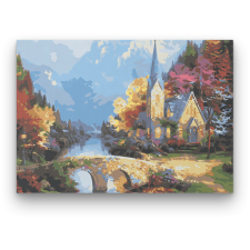 Számfestő Templom a Folyóparton - számfestő készlet kreatív és készségfejlesztő