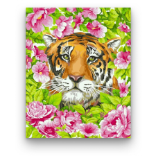 Számfestő Tigris virágban - számfestő készlet kreatív és készségfejlesztő