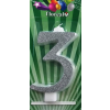 Számgyertya óriás - "3" Ezüst