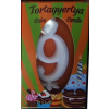  számgyertya+talp fehér dobozos - "9"