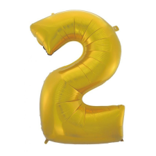 Számok Arany 2-es Gold Mat szám fólia lufi 92 cm party kellék
