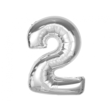 Számok Ezüst 2-es Silver szám fólia lufi 92 cm party kellék