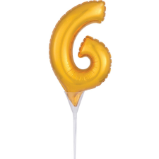 Számok Gold, Arany 6-os szám fólia lufi tortára 15 cm party kellék