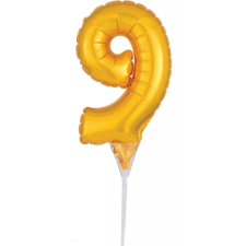 Számok Gold, Arany 9-es szám fólia lufi tortára 15 cm party kellék