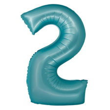 Számok Light Blue Matt, Kék 2-es szám fólia lufi 76 cm party kellék