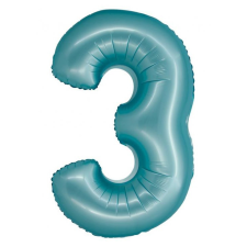 Számok Light Blue Matt, Kék 3-as szám fólia lufi 76 cm party kellék