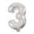 Számok Mini 3-as Silver szám Fólia lufi 31 cm