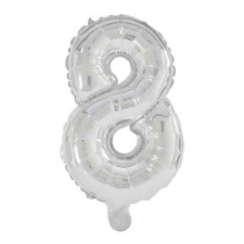 Számok Mini 8-as Silver szám Fólia lufi 33 cm party kellék