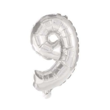 Számok Óriás 9-es szám Silver Fólia lufi 85 cm party kellék