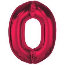 Számok Piros 0-ás Red szám fólia lufi 92 cm party kellék