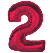 Számok Piros 2-es Red szám fólia lufi 92 cm party kellék