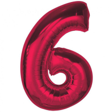 Számok Piros 6-os Red szám fólia lufi 92 cm party kellék
