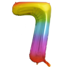Számok Rainbow, Szivárvány 7-es szám fólia lufi 85 cm party kellék