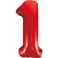 Számok Red, Piros 1-es szám fólia lufi 85 cm party kellék