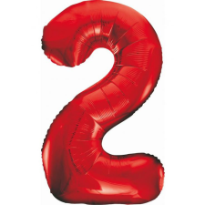 Számok Red, Piros 2-es szám fólia lufi 85 cm party kellék