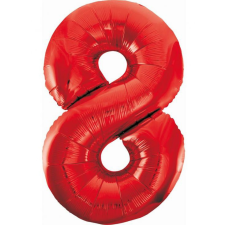 Számok Red, Piros 8-as szám fólia lufi 85 cm party kellék