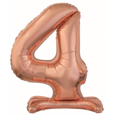 Számok Rose Gold 4-es szám fólia lufi talppal 74 cm party kellék