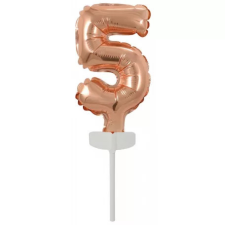 Számok Rose Gold 5-ös szám fólia lufi tortára 13 cm party kellék