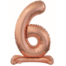 Számok Rose Gold 6-os szám fólia lufi talppal 74 cm party kellék