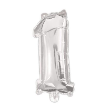 Számok Silver, Ezüst 1-es szám fólia lufi 95 cm party kellék