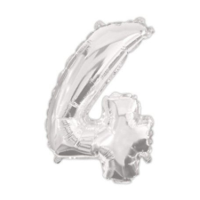 Számok Silver, Ezüst 4-es szám fólia lufi 95 cm party kellék