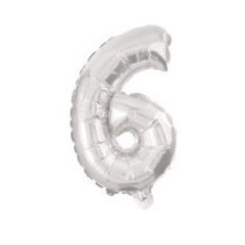 Számok Silver, Ezüst 6-os szám fólia lufi 10 cm party kellék