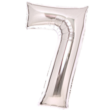 Számok Silver, Ezüst 7-es szám fólia lufi 66 cm party kellék