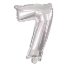 Számok Silver, Ezüst 7-es szám fólia lufi 95 cm party kellék