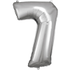 Számok Silver óriás szám fólia lufi 7-es, 83*55 cm