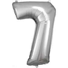 Számok Silver óriás szám fólia lufi 7-es, 83*55 cm party kellék