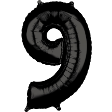 Számok Szám Fólia lufi 9-es, Black 66*43 cm party kellék