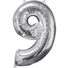 Számok Szám Fólia lufi 9-es, Silver 66*43 cm party kellék