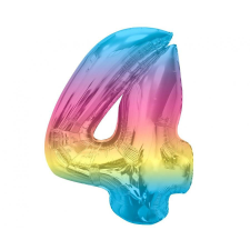 Számok Színes 4-es Rainbow szám fólia lufi 92 cm party kellék