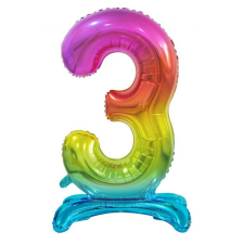 Számok Színes Rainbow 3-as szám fólia lufi talppal 74 cm party kellék