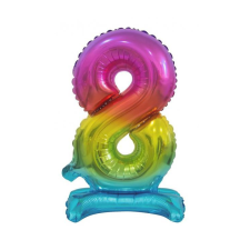 Számok Színes Rainbow mini 8-as szám fólia lufi talppal 38 cm party kellék