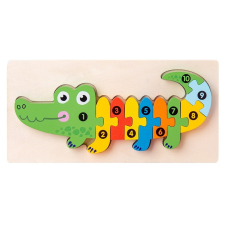  Számolós, fa kirakó gyerekeknek Krokodilos puzzle, kirakós