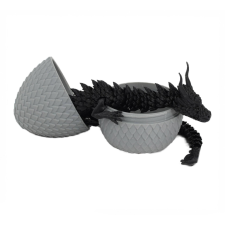  Szani figura, Sárkány tojásban 90 x 115 mm, szürke, fekete játékfigura