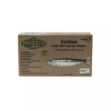 Szardínia bio extraszűz oliva olajban dobozban 120 g konzerv