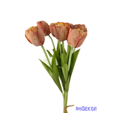  Szárított hatású tulipán 7 szálas köteg 43cm - Narancs dekorációs kellék