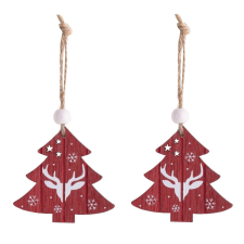  Szarvas mintás fenyő dísz akasztós 8cm 2db-os karácsonyfadísz