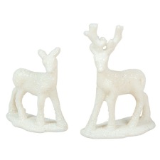 Szarvas műa glitteres fehér M5-7cm 2db-os dekorációs kellék