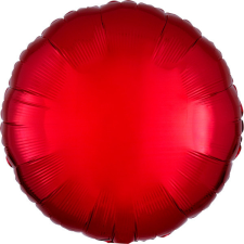 Szatén Metallic Red kör fólia lufi 43 cm party kellék