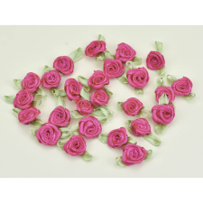 Szatén rózsa virágfej 2 cm - Magenta dekorációs kellék